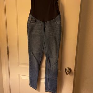 Indigo Blue Crop Maternity Jeans - Size S
